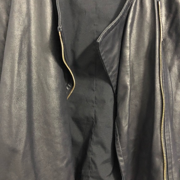 Dark Navy Genuine Leather moto jacket - Picture 3 of 3